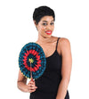 African Print Leather Folding Fans