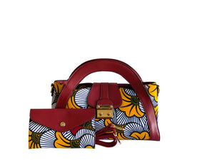 Red & Yellow African Flower Print Handbag