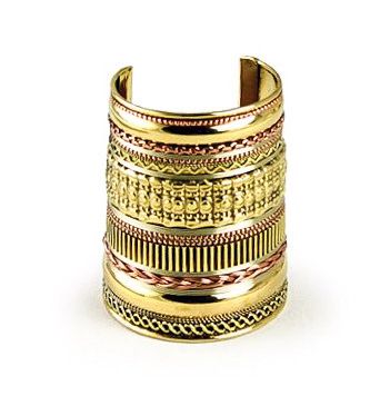 Long Brass & Copper Wrist Cuff Bracelet