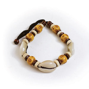 Wood & Cowrie Shell Bracelet