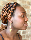 Africa Shaped Brass & Cowrie Earrings