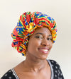 African Print Satin Lined Sleep Bonnet