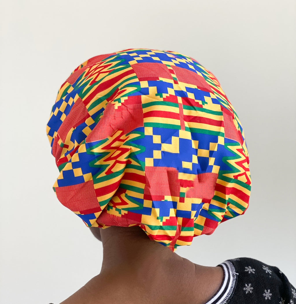African Print Satin Lined Sleep Bonnet